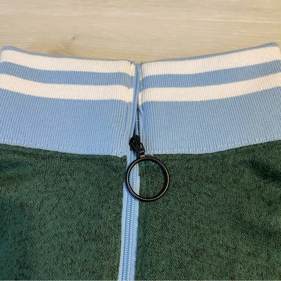 Urban Outfitters Out From Under Crop Long Sleeve Half Zip Blue Stripe Collar, M - Picture 2 of 10